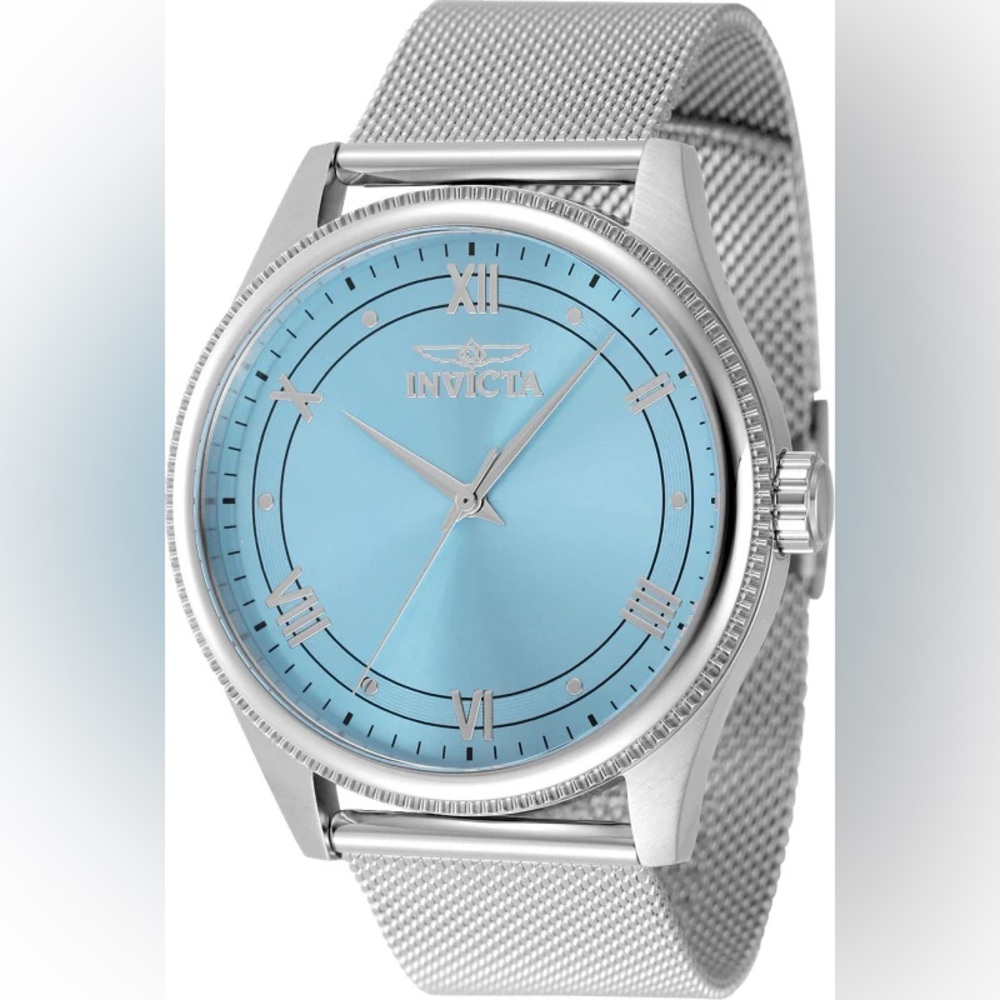 Invicta Men's Watch Celestial Quartz Light Blue Dial Steel Mesh Bracelet